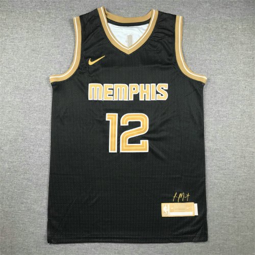 NBA 12 Morant Memphis Grizzlies 24-25 Maillot noir gold